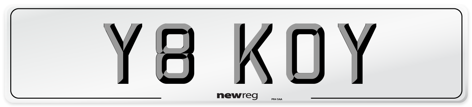 Y8 KOY Number Plate from New Reg